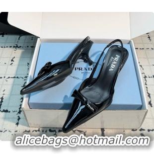 Popular Style Prada Patent Leather Slingback Pumps 5.5cm Heel P102205 Black 2026