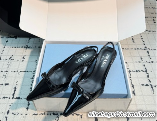Popular Style Prada Patent Leather Slingback Pumps 5.5cm Heel P102205 Black 2026