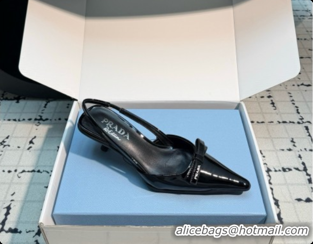 Popular Style Prada Patent Leather Slingback Pumps 5.5cm Heel P102205 Black 2026