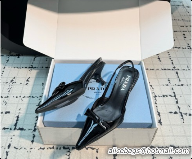 Popular Style Prada Patent Leather Slingback Pumps 5.5cm Heel P102205 Black 2026
