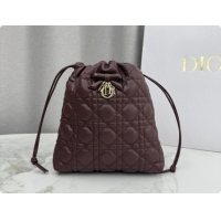 Classic Practical Dior Adiorable Mini Bucket Bag in Cannage Lambskin S2611 Burgundy 2026