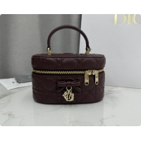 Affordable Price Dior Mini Vanity Bag in Cannage Lambskin S2603 Dark Burgundy 2026