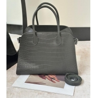 Grade Price The Row Margaux 12 Tote Bag in Samanta Crocodile Embossed Leather 8818 Grey 2026