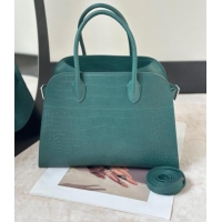 Inexpensive The Row Margaux 12 Tote Bag in Samanta Crocodile Embossed Leather 8818 Green 2026