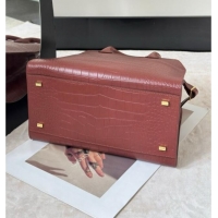 Grade Quality The Row Margaux 12 Tote Bag in Samanta Crocodile Embossed Leather 8818 Burgundy 2026