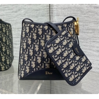 Best Quality Dior Small Dior Médaillon Bucket Bag in Blue Dior Oblique Jacquard 6072555 2026