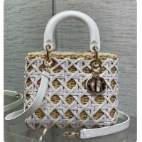Good Product Dior Medium Lady Dior Bag in Wicker & Leather White 6072557 2026
