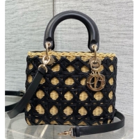 Super Quality Dior Medium Lady Dior Bag in Wicker & Leather Black 6072559 2026