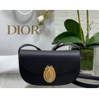 Shop Dior Small Dior Médaillon Flap Bag in Black Grained Calfskin 6072562 2026