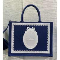 Buy Discount Dior Medium Dior Book Tote with Strap in Deep Blue Dior Oblique Jacquard and Dior Médaillon 6090244 2026