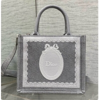 Buy Discount Dior New Small Dior Book Tote with Strap in Grey Dior Oblique Jacquard and Dior Médaillon 6090238 2026