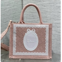 Top Quality Dior New Small Dior Book Tote with Strap in Pink Dior Oblique Jacquard and Dior Médaillon 6090241 2026
