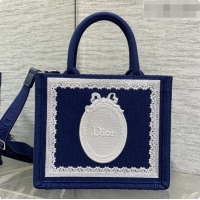Top Quality Dior New Small Dior Book Tote with Strap in Deep Blue Dior Oblique Jacquard and Dior Médaillon 6090245 2026