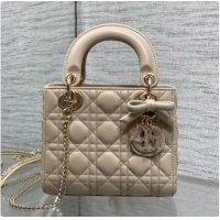 Cute Dior Mini Lady Dior Bag in Cannage Lambskin with Bow D090253 Beige 2026