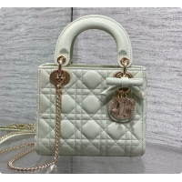 Low Price Dior Mini Lady Dior Bag in Cannage Lambskin with Bow D090254 Light Green 2026