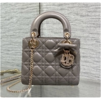 Best Luxury Dior Mini Lady Dior Bag in Cannage Lambskin with Bow D090258 Grey 2026