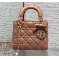 Good Quality Dior Mini Lady Dior Bag in Cannage Lambskin with Bow D090257 Dark Pink 2026