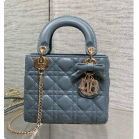 Grade Dior Mini Lady Dior Bag in Cannage Lambskin with Bow D090259 Haze Blue 2026