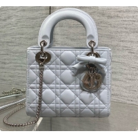 New Style Dior Mini Lady Dior Bag in Cannage Lambskin with Bow D090261 Light Blue 2026