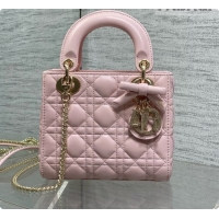 Buy Duplicate Dior Mini Lady Dior Bag in Cannage Lambskin with Bow D090262 Pink 2026