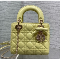 Low Price Dior Mini Lady Dior Bag in Cannage Lambskin with Bow D090263 Yellow 2026