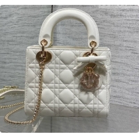 Buy Duplicate Dior Mini Lady Dior Bag in Cannage Lambskin with Bow D090264 White 2026