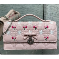 Grade Dior Dioramour My Dior Mini Bag in Pink Cannage Lambskin with Doves & Roses Motif Embroidery D090302 2026