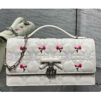 Buy Cheap Dior Dioramour My Dior Mini Bag in White Cannage Lambskin with Doves & Roses Motif Embroidery D090303 2026