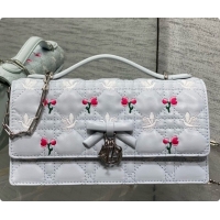Buy Discount Dior Dioramour My Dior Mini Bag in Blue Gray Cannage Lambskin with Doves & Roses Motif Embroidery D090304 2