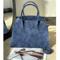 Top Grade The Row Margaux 12 Tote Bag in Suede 8818M Blue 2026