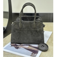 Luxury Discount The Row Margaux 10 Tote Bag in Suede 8818S Green 2026