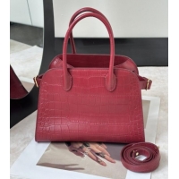 New Discount The Row Margaux 10 Tote Bag in Samanta Crocodile Embossed Leather 8818S Red 2026