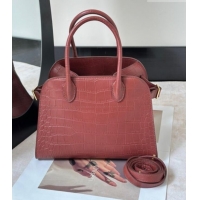 Well Crafted The Row Margaux 10 Tote Bag in Samanta Crocodile Embossed Leather 8818S Burgundy 2026
