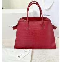 Famous Brand The Row Margaux 15 Tote Bag in Samanta Crocodile Embossed Leather 8818L Red 2026