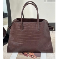 Top Design The Row Margaux 15 Tote Bag in Samanta Crocodile Embossed Leather 8818L Dark Brown 2026