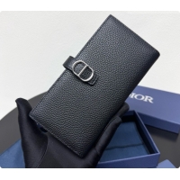Duplicate Dior Long CD Bifold Wallet in Black Grained Calfskin D090321 2026
