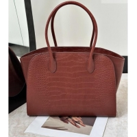 Fashion Discount The Row Marlo 14 Bag in Samanta Crocodile Embossed Leather 8823 Red Brown 2026