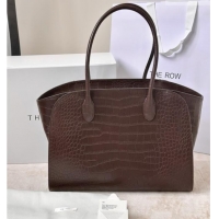 Well Crafted The Row Marlo 14 Bag in Samanta Crocodile Embossed Leather 8823 Dark Brown 2026