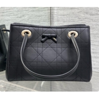 Trendy Design Dior Qixi Small Dior Promenade Shopping Bag in Vanilla Flat Cannage Calfskin D090331 Black 2026