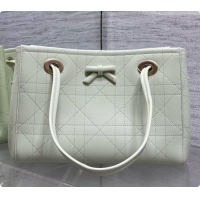 Top Quality Dior Qixi Small Dior Promenade Shopping Bag in Vanilla Flat Cannage Calfskin D090333 White 2026