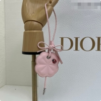 Luxury Dior Clover Bag Charm in Pink Calfskin D090343 2026