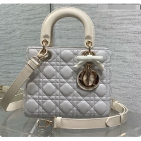 Sumptuous Dior Small Lady Bag in Cannage Lambskin with Bow D090350 Light Grey/Beige 2026