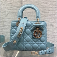 Best Product Dior Small Lady Bag in Cannage Lambskin with Bow D090351 Blue 2026