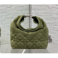 Cheap Price Dior Mini Dior Toujours Hobo Bag in Cannage Suede D090356 Green 2026