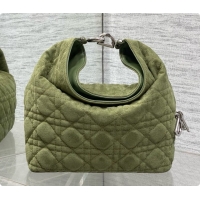 Stylish Dior Small Dior Toujours Hobo Bag in Cannage Suede D090357 Green 2026