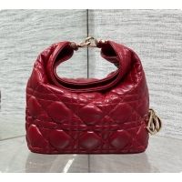 Luxurious Dior Mini Dior Toujours Hobo Bag in Cannage Lambskin D090362 Cherry Red 2026
