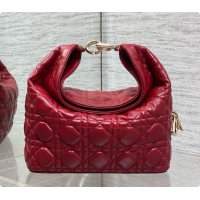 Big Discount Dior Small Dior Toujours Hobo Bag in Cannage Lambskin D090363 Cherry Red 2026