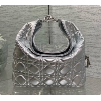 Buy Luxury Dior Small Dior Toujours Hobo Bag in Cannage Lambskin D090374 Silver 2026