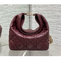 AAAAA Dior Mini Dior Toujours Hobo Bag in Cannage Lambskin D090381 Burgundy 2026