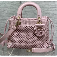Best Quality Dior Medium Lady Dior Bag in Weave Lambskin D090394 Pink 2026 